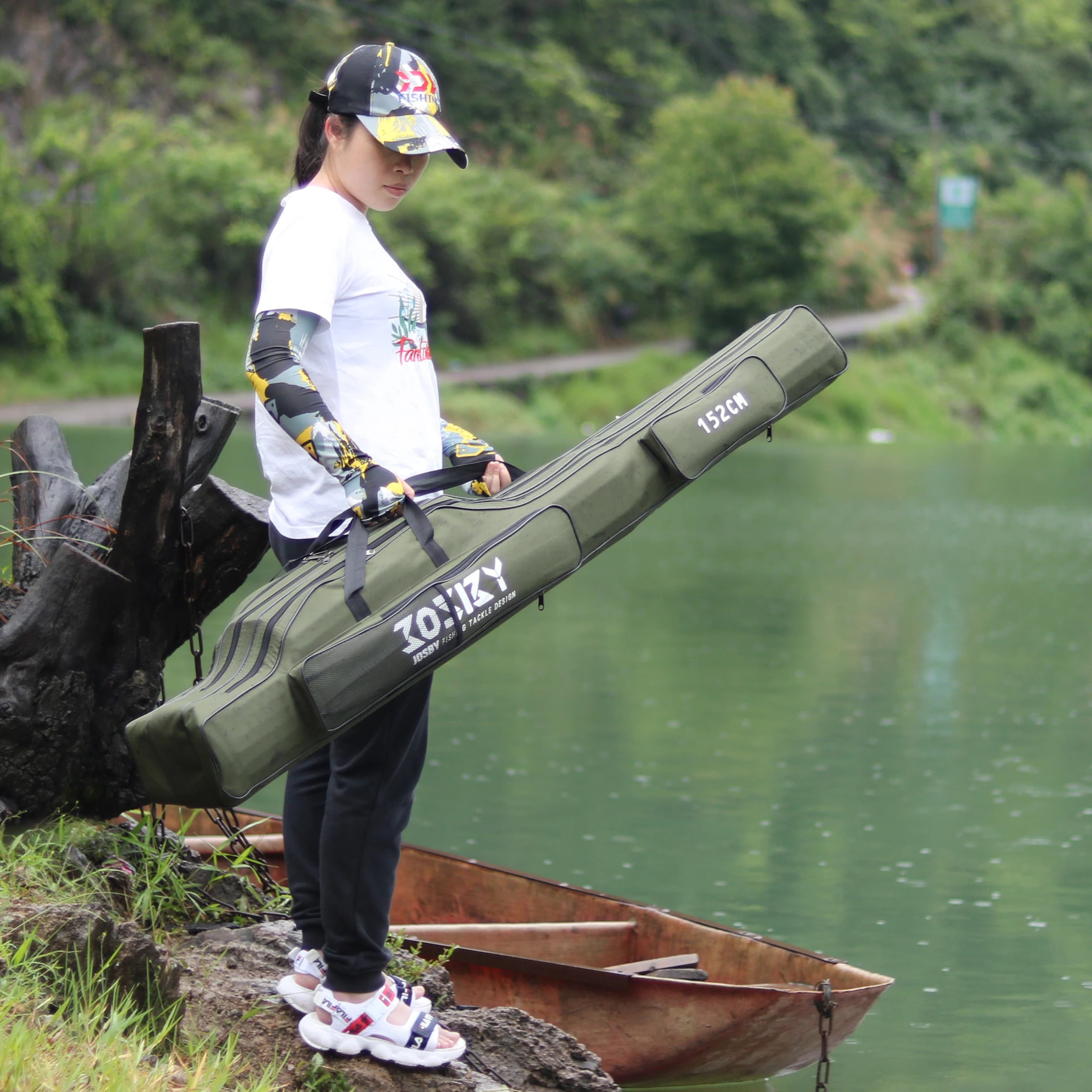 Sac de transport pliable canne à pêche portable 122cm 152cm 182cm rangement moulinet accessoires