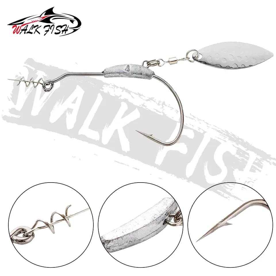 Hameçons crank WALK FISH 3 pièces 2g à 9g avec sequins - Cuillers métalliques avec système twist lock