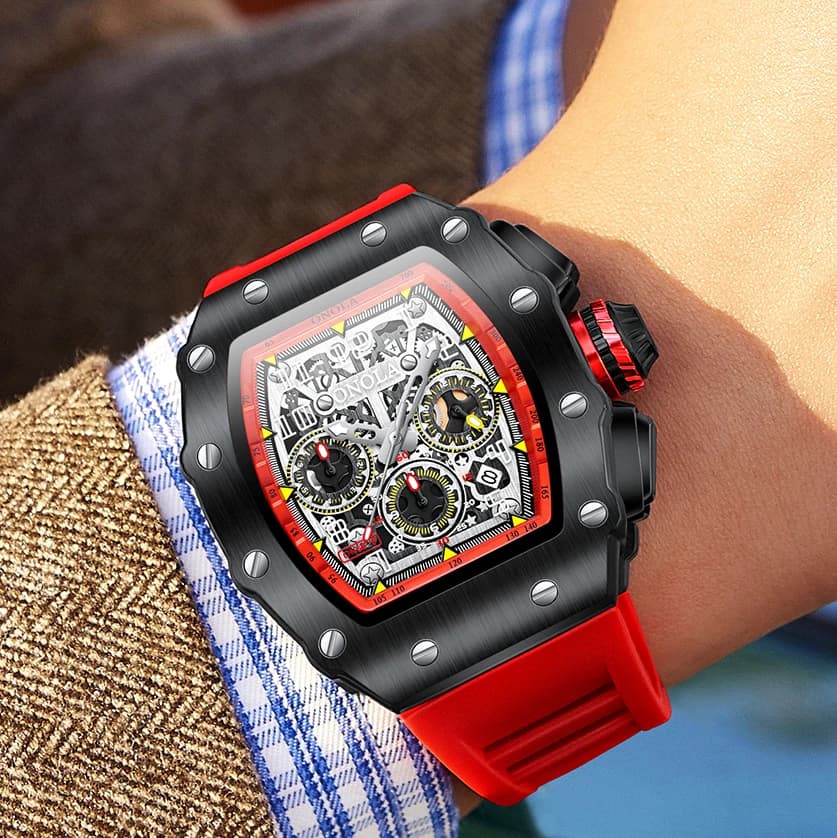 Montre homme ONOLA luxe sport étanche 5ATM lumineuse multifonction bracelet silicone pour pêche et quotidien