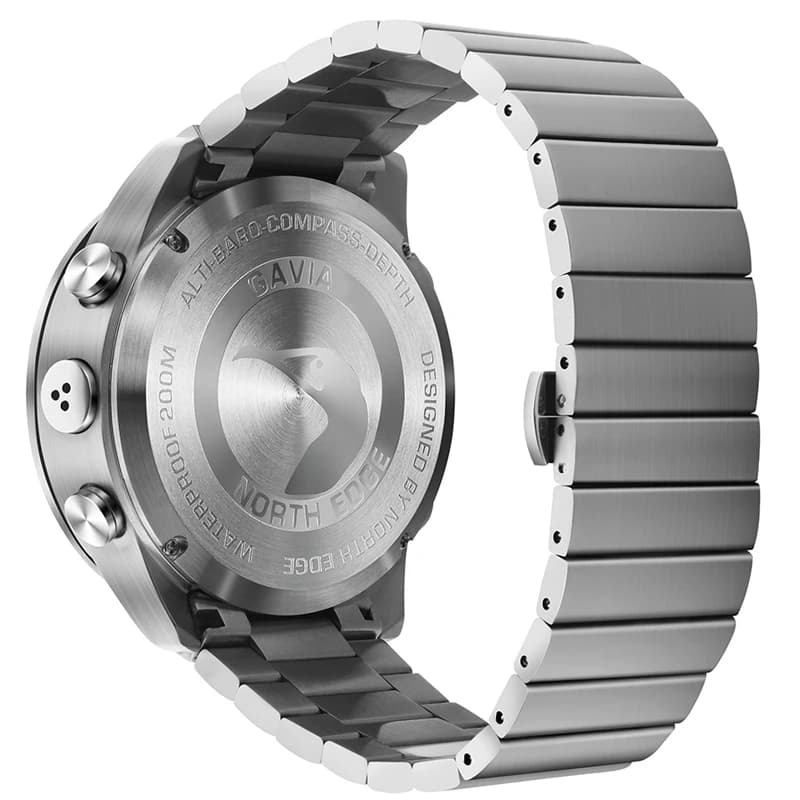 NORTH EDGE montre plongée militaire - Smartwatch acier inox étanche 200m boussole altimètre baromètre pêche