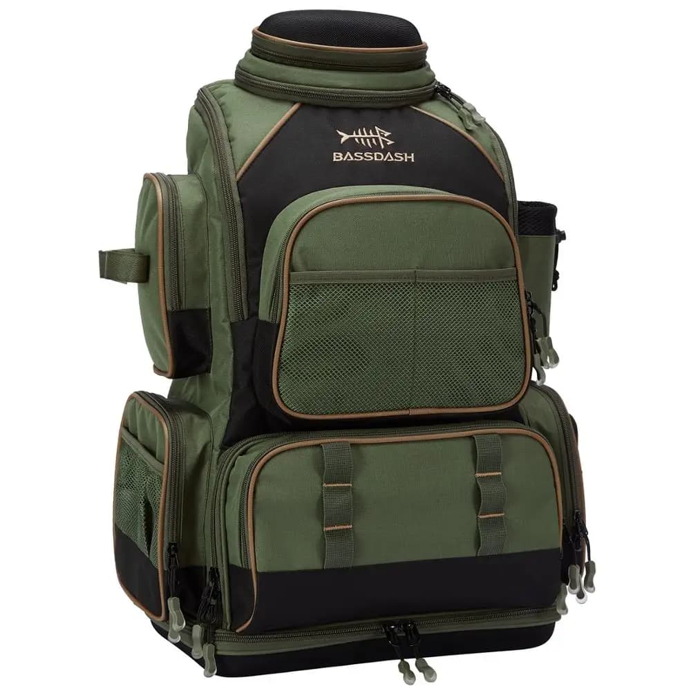 Sac à dos pêche tactique Bassdash léger - Boîte à matériel souple avec protection pluie intégrée