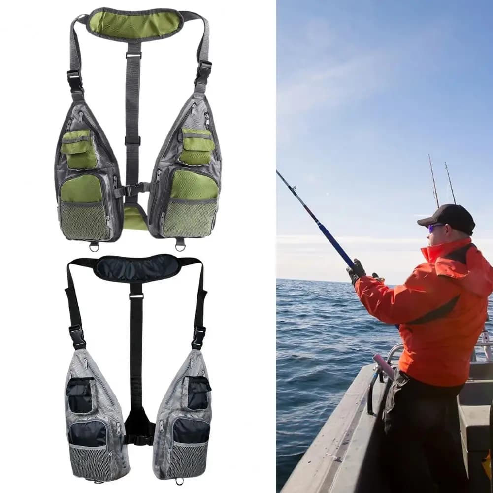 Veste filet pêche légère respirante - Gilet technique avec poches et côtés ouverts pour pêche au leurre