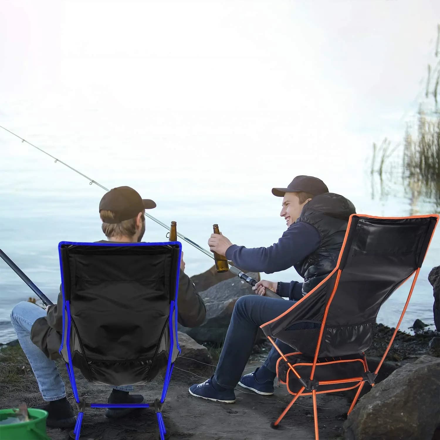 Chaise de camping pliante Oxford ultralégère pour pêche, BBQ, plage et pique-nique - Siège allongé
