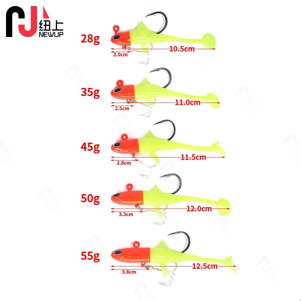 Leurre souple jigging 28-55g - Wobbler swim jig pour pêche active - Appât nageur plombé