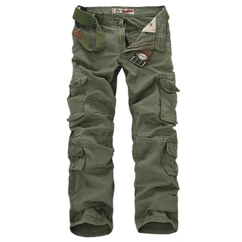 Pantalon cargo mode homme loose coton respirant multi-poches grande taille pêche confort