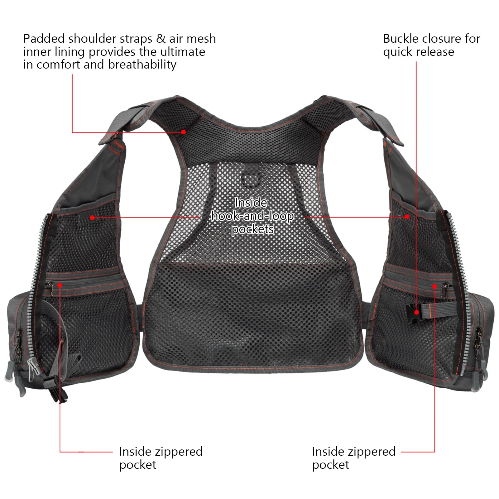 Veste pêche enfant Bassdash FV09 - Veste réglable multi-poches pour jeunes pêcheurs truite et perche