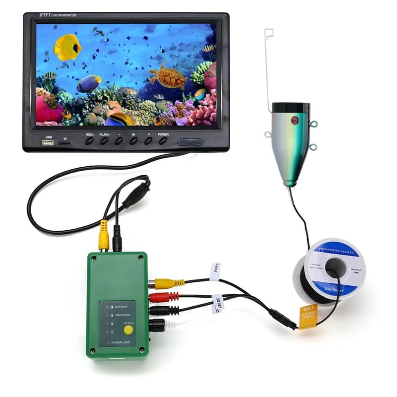 Caméra pêche sous-marine 9 pouces DVR 1080P double LED 15m/30m pour glace mer enregistrement HD