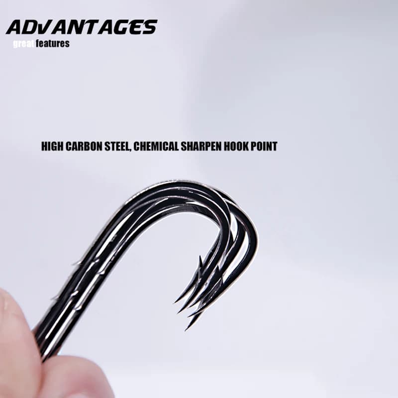 50 hameçons longue tige pour appâts vivants avec double garde appât acier carbone