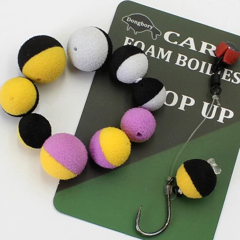 15 boilies bulles double couleur pour Ronnie Rigs - Appâts flottants mousse pour pêche à la carpe
