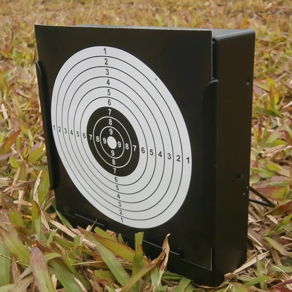 Piège à plombs 14cm + 20 cibles noires - Pour carabine à air, airsoft et BBs