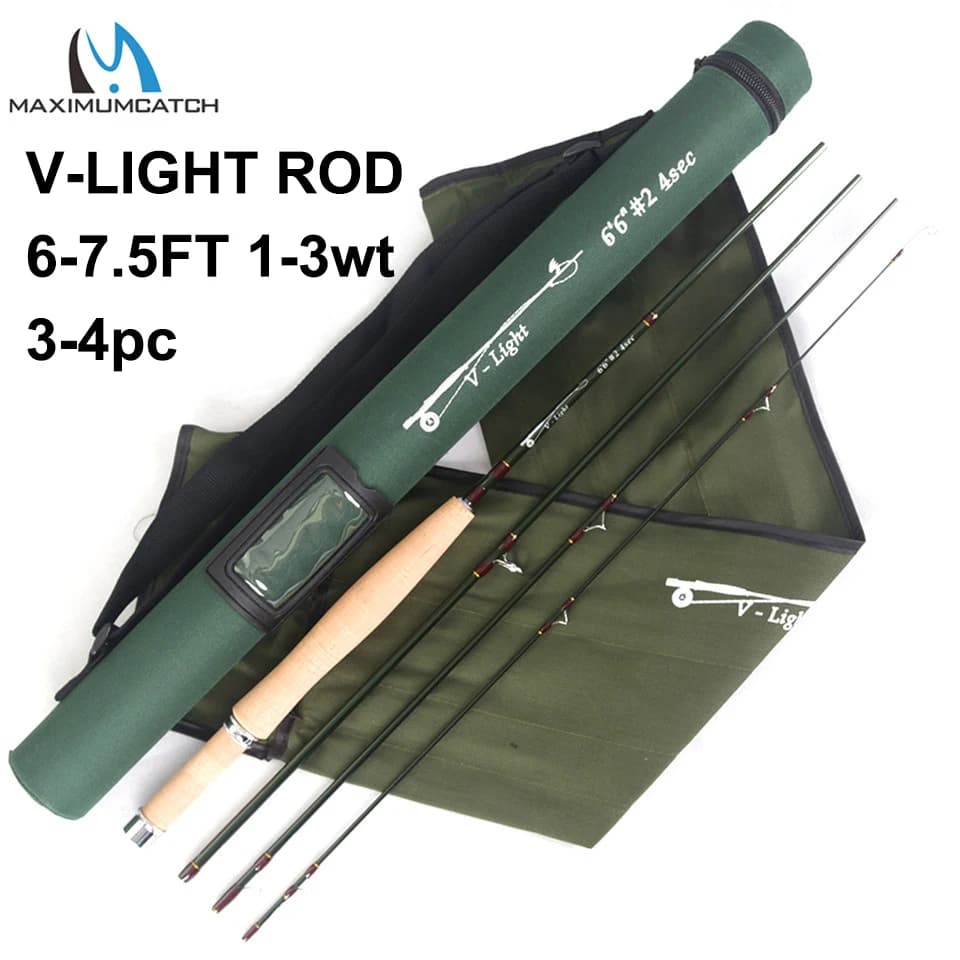 Canne à mouche V-Light Maximumcatch 6-7.5ft 1/2/3WT graphite IM10 ultra légère pêche sèche nymphe