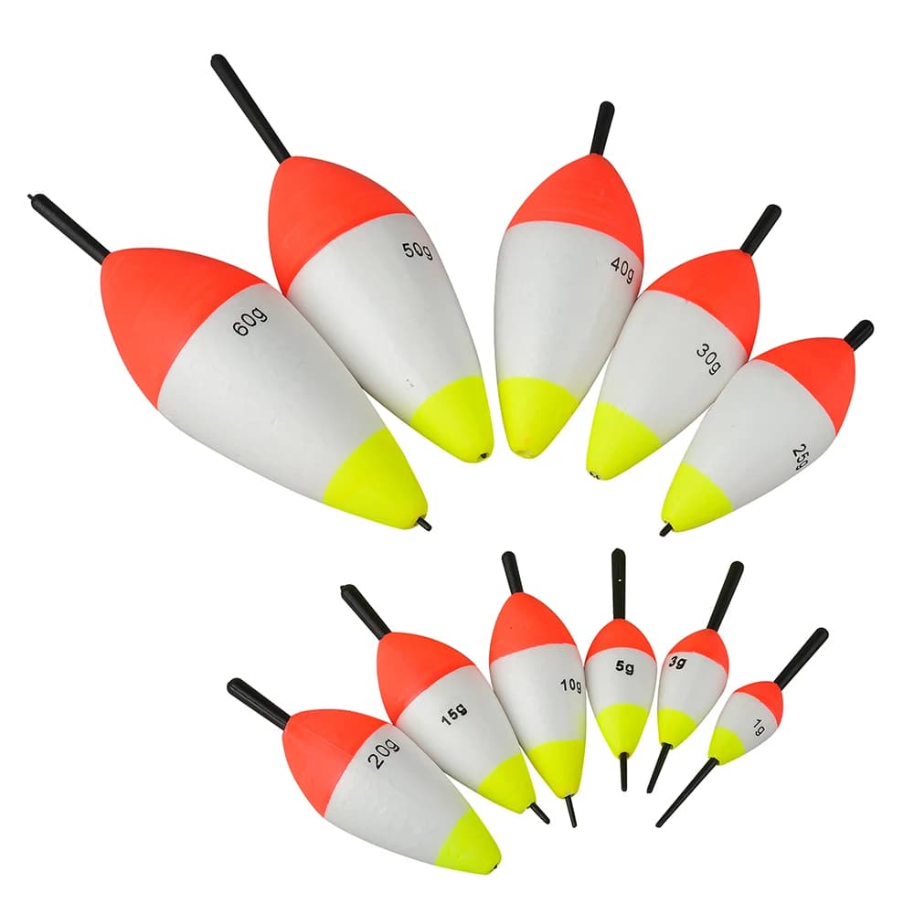 5 flotteurs mousse portance 1g-60g tube bouchon pêche - Buoy Boias Flotador canne accessoires matériel