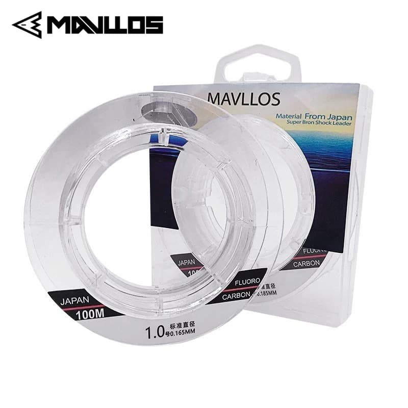 Ligne fluorocarbone Mavllos 50m 100m monofilament 100% bas de ligne coulante invisible pêche