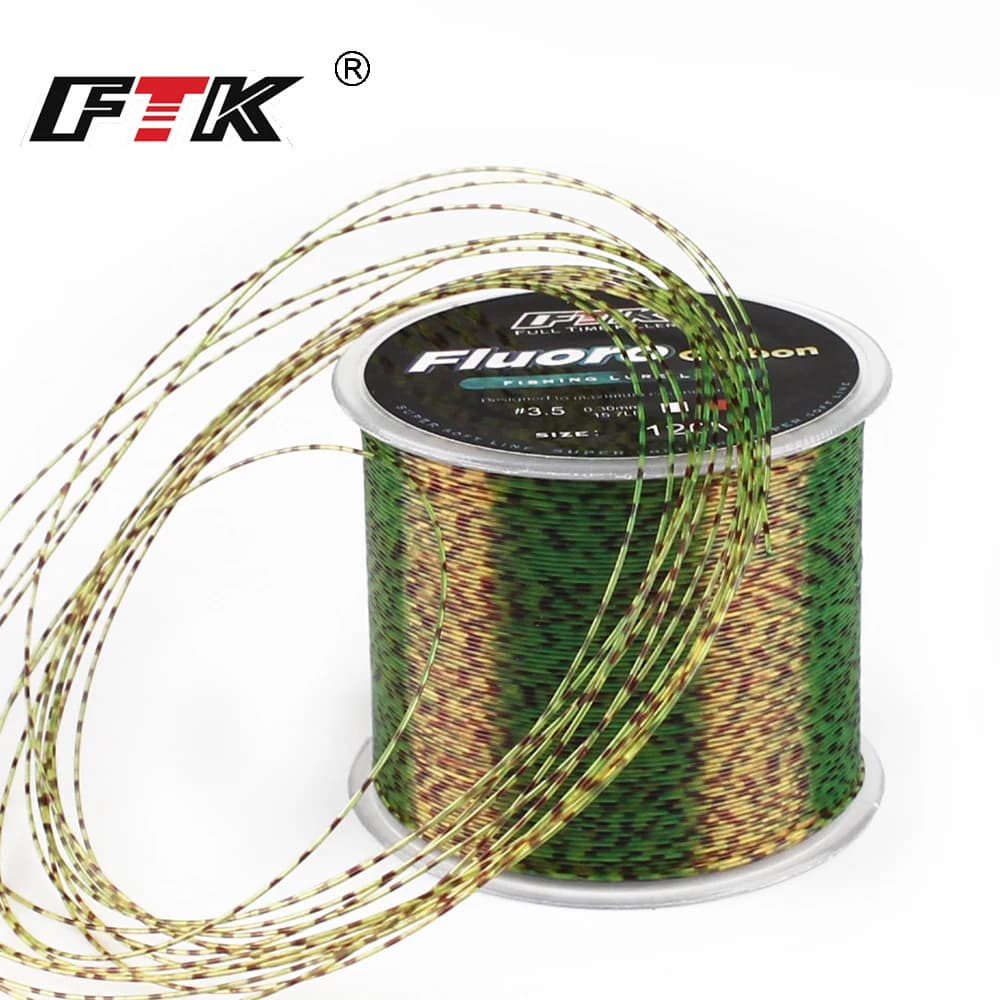 Ligne de Pêche Fluorocarbone Invisible FTK 120m, Très Haute Résistance 4.13-34.32LB pour Traque des Carnassiers