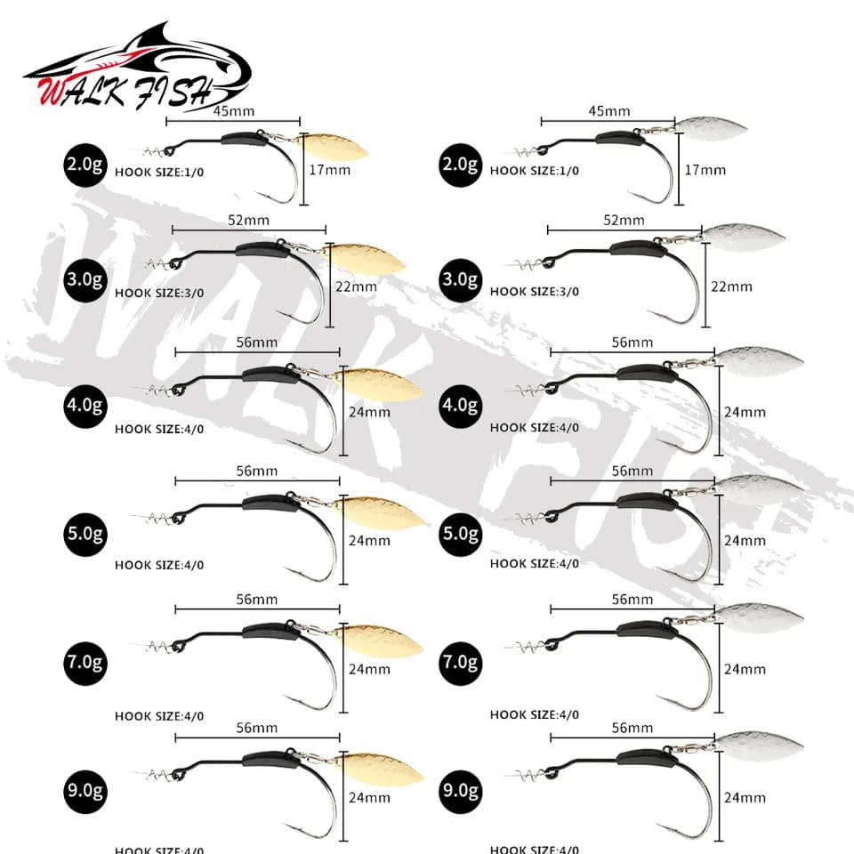 Leurre métal cuiller WALK FISH 3 à 9g avec hameçon offset anti-rotation et séquins pour pêche aux leurres