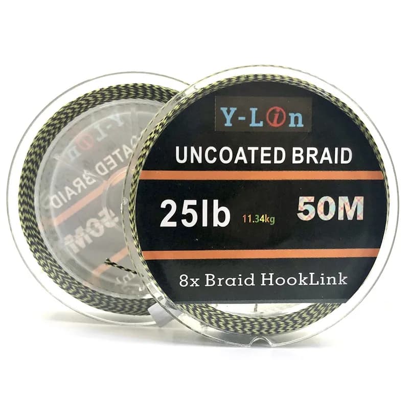 Ligne de pêche carpe camouflage 50m 8 brins tresse souple pour hair rig 25 à 35LB