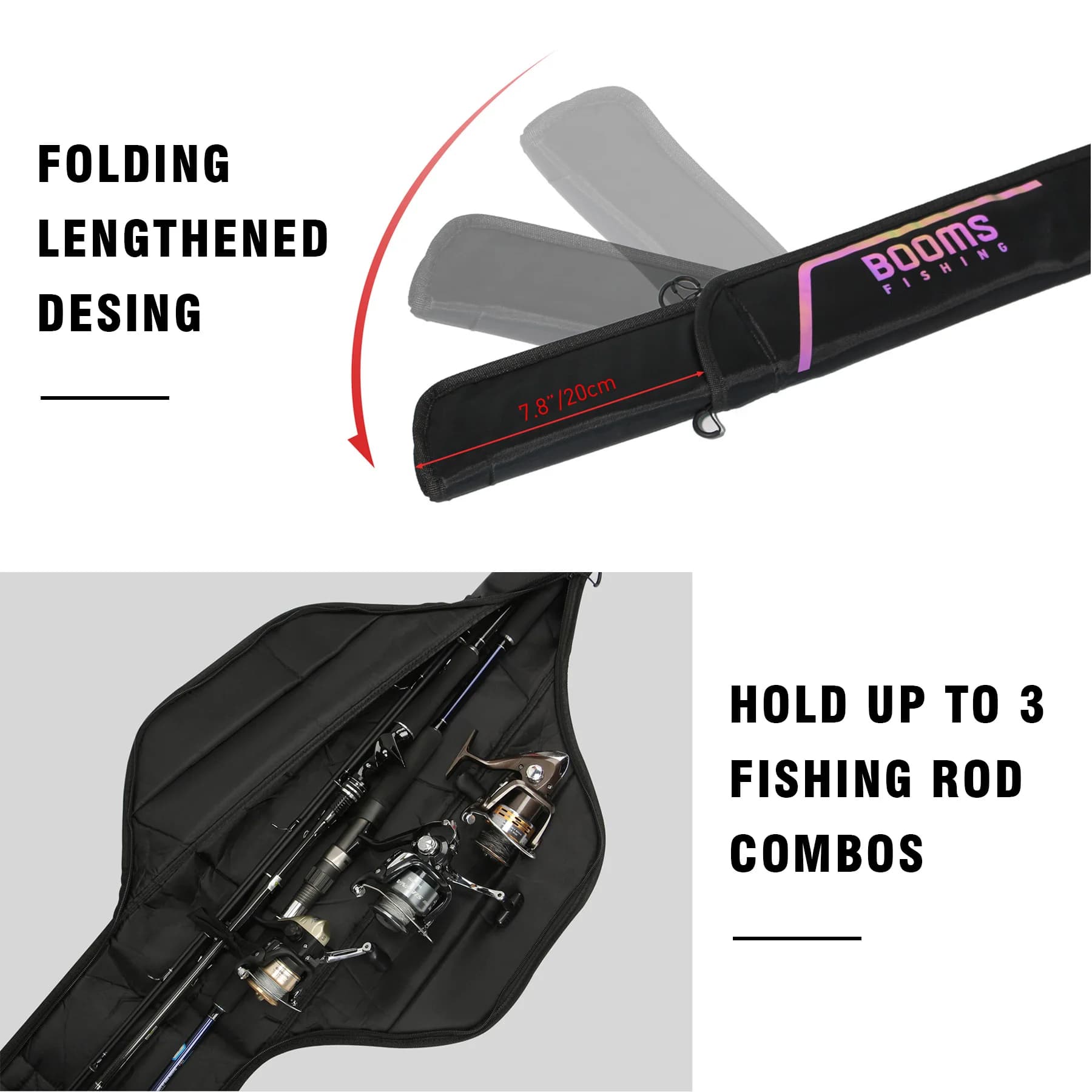 Sac pliable Booms Fishing PB3 pour cannes à pêche 130-215cm avec étui pour moulinets multi-tailles
