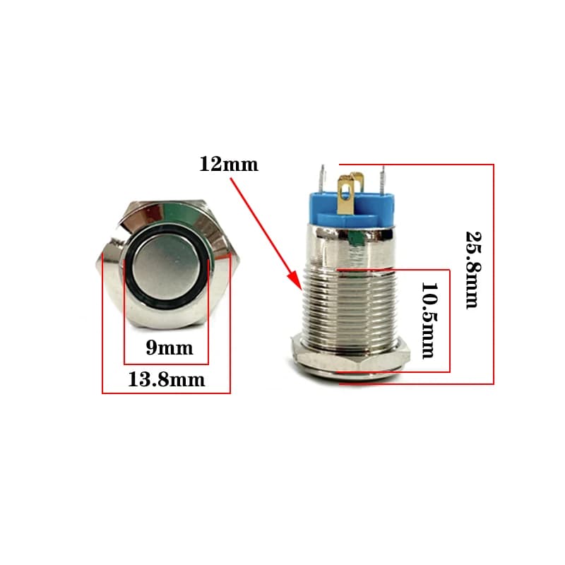 Interrupteur bouton poussoir métallique étanche LED - 5V à 220V pour voiture et moteur
