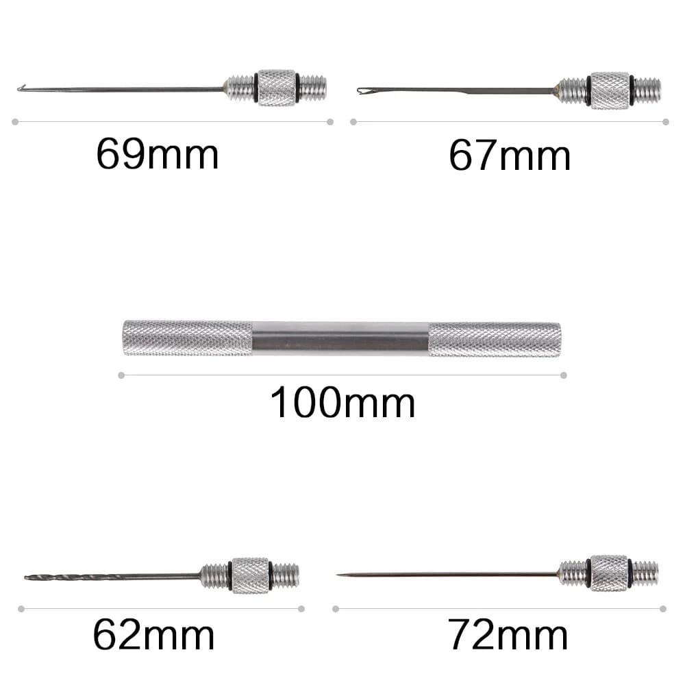 Kit 5-en-1 aiguille appâts carpe perçage boilies - Outils montage pêche aluminium antidérapant