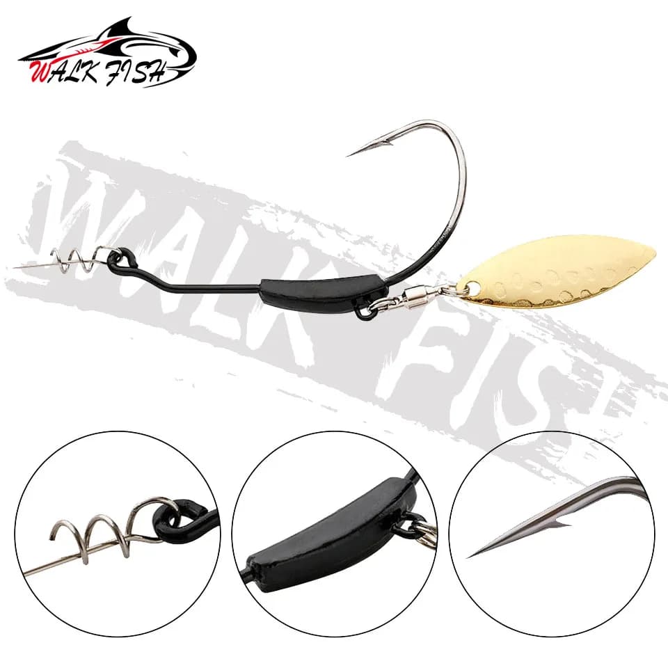 Hameçons crank WALK FISH 3 pièces 2g à 9g avec sequins - Cuillers métalliques avec système twist lock