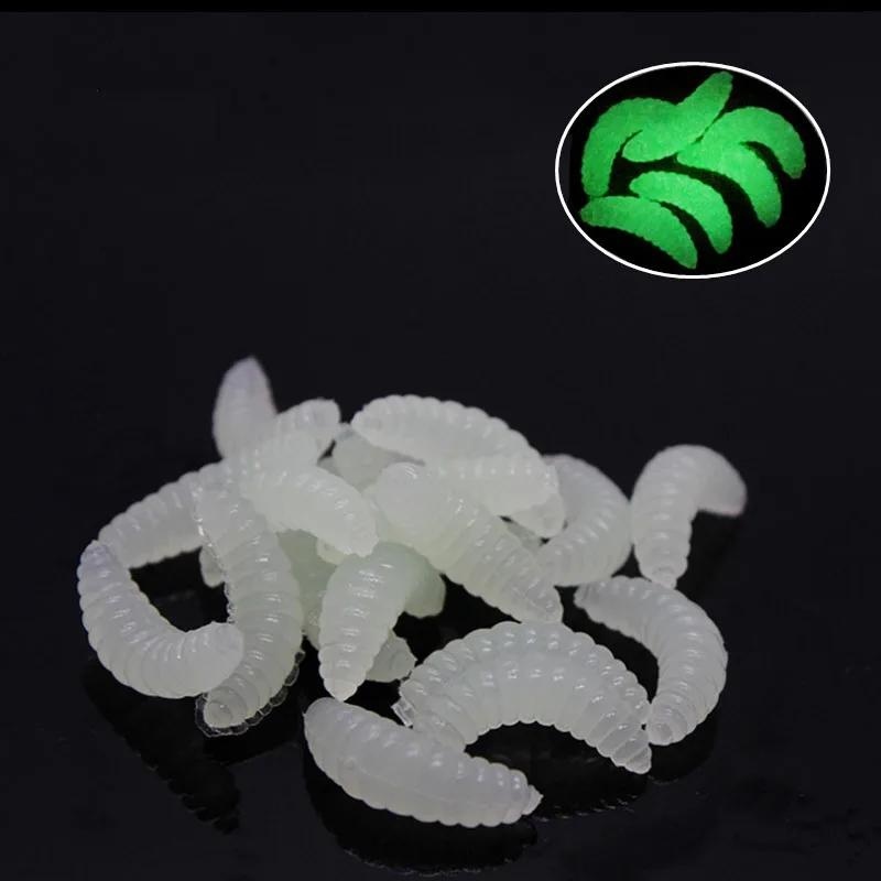 Leurres souples silicone 25/50/100 pièces 2cm - Vers luisants appâts carpe maggots glow