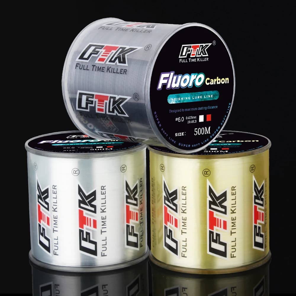 Ligne fluorocarbone FTK revêtue fibre carbone 300m-500m - Accessoire pêche japonais résistant 0.14-0.5mm