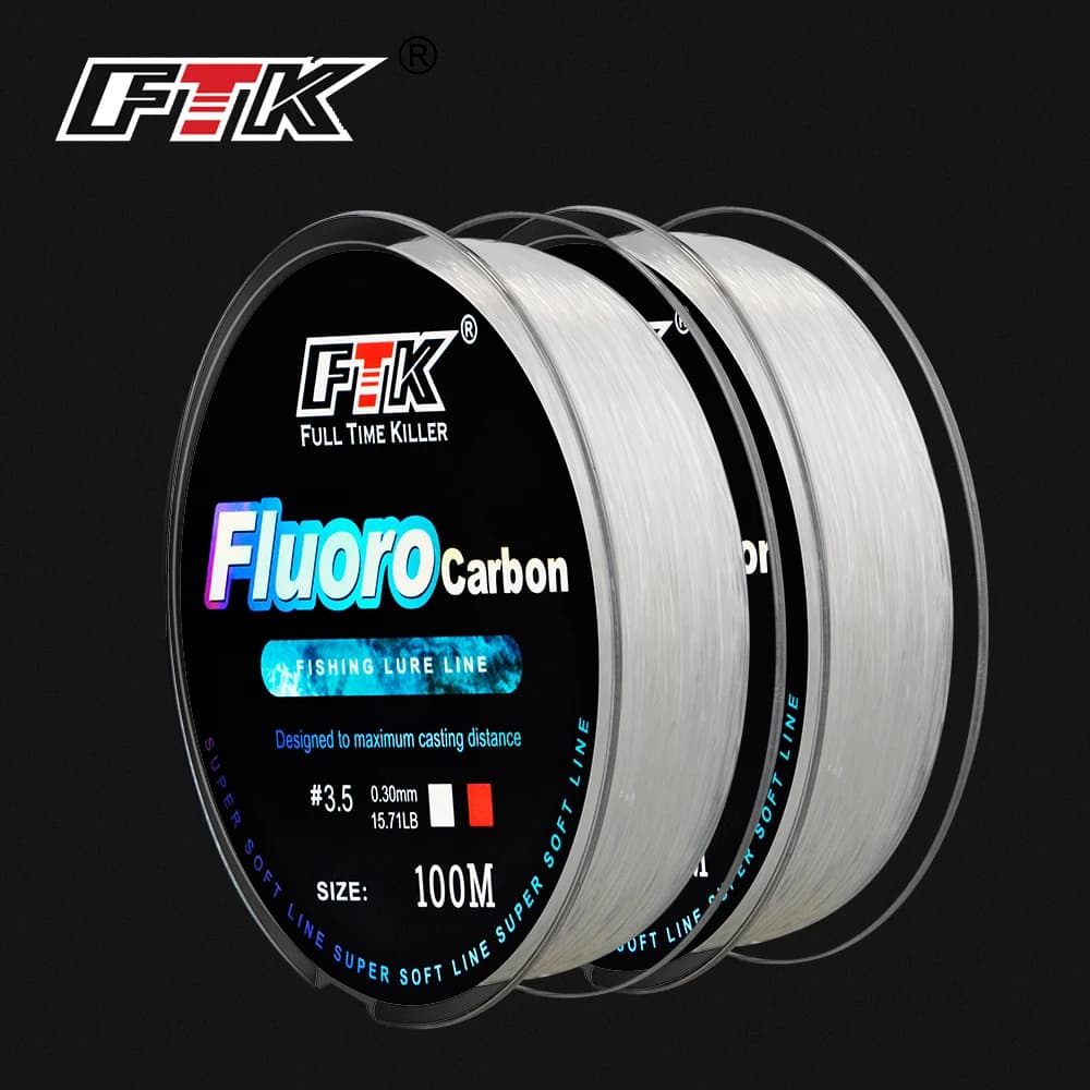 Fluorocarbone FTK 100m super souple 4.13-34.32LB pour pêche aux leurres et pêche à la mouche leader