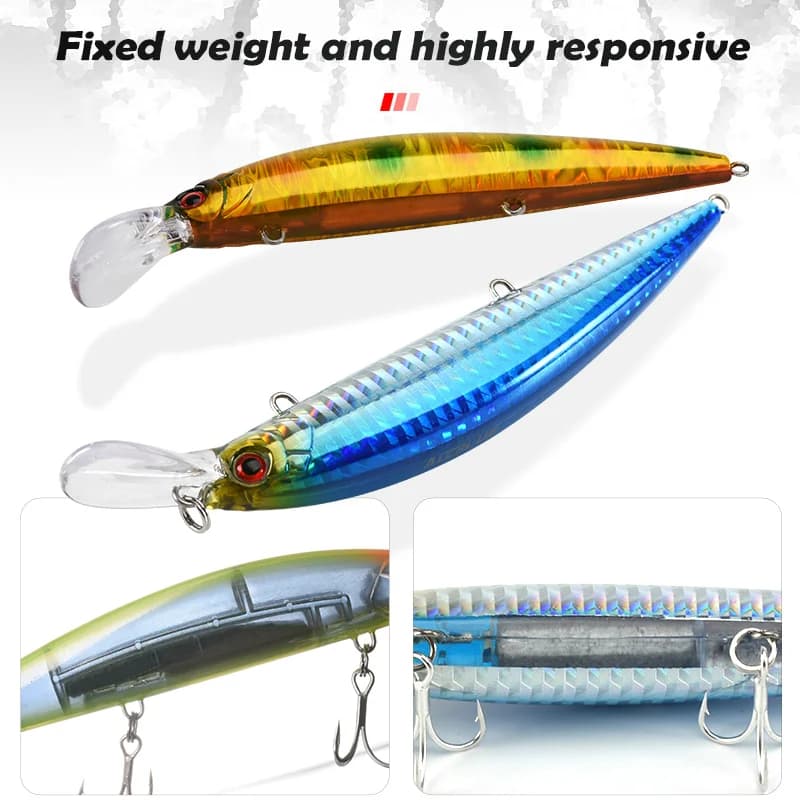 Leurre minnow ALLBLUE 90mm/110mm - Jerkbait sinking pour pêche en mer et bars avec lancer long