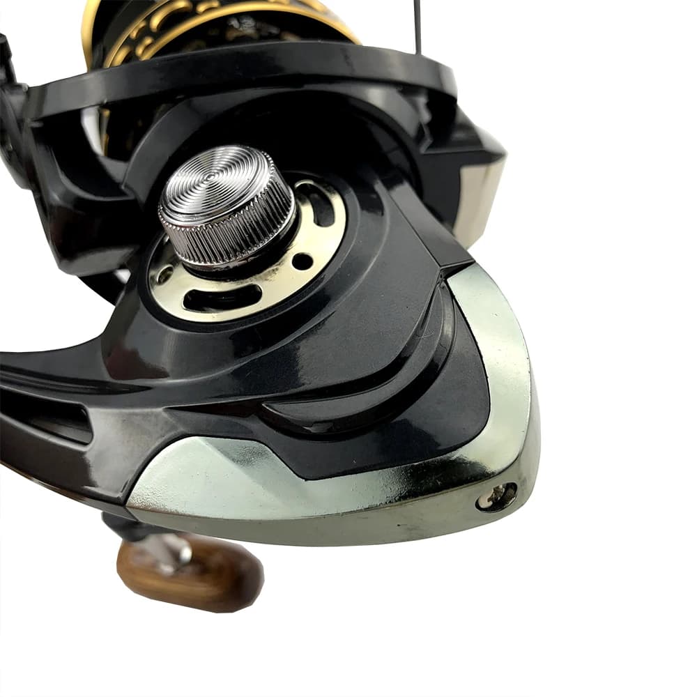 Moulinet spinning à manivelle bois bobine métal gauche/droite pour pêche traditionnelle