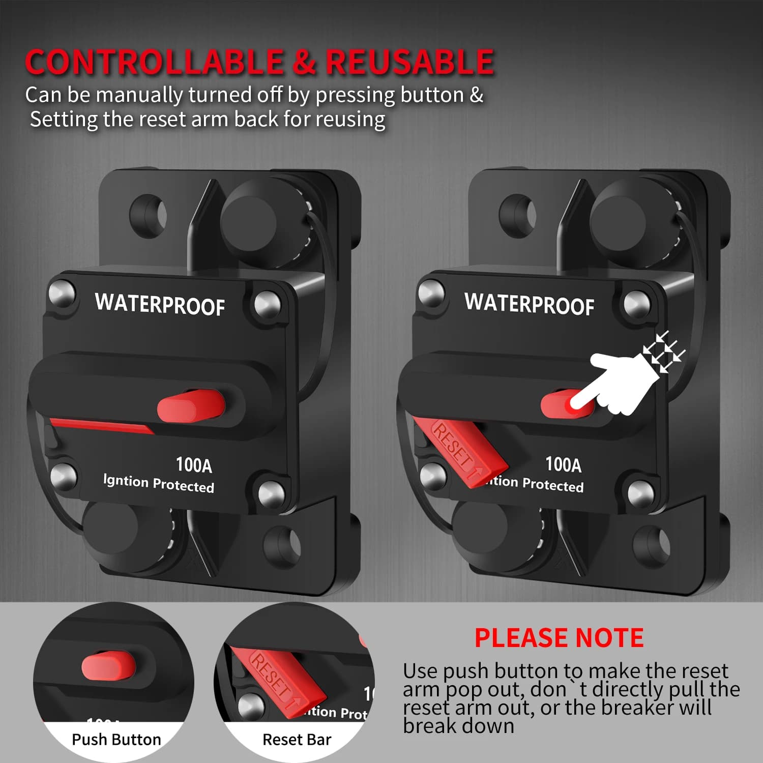 Disjoncteur manuel 30A-300A 12V/48V DC étanche pour bateau pêche - Protection audio voiture