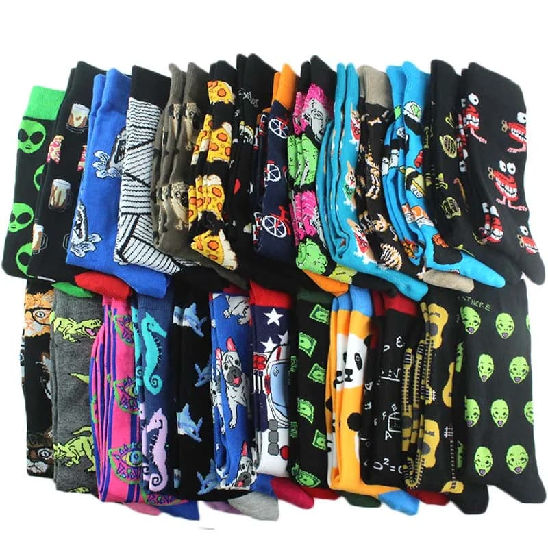 Chaussettes décalées drôles aliens dinosaures requins unisex skateboard designs originaux