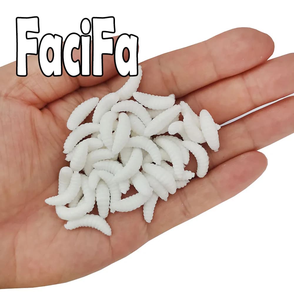 Leurres souples silicone 25/50/100 pièces 2cm - Vers luisants appâts carpe maggots glow