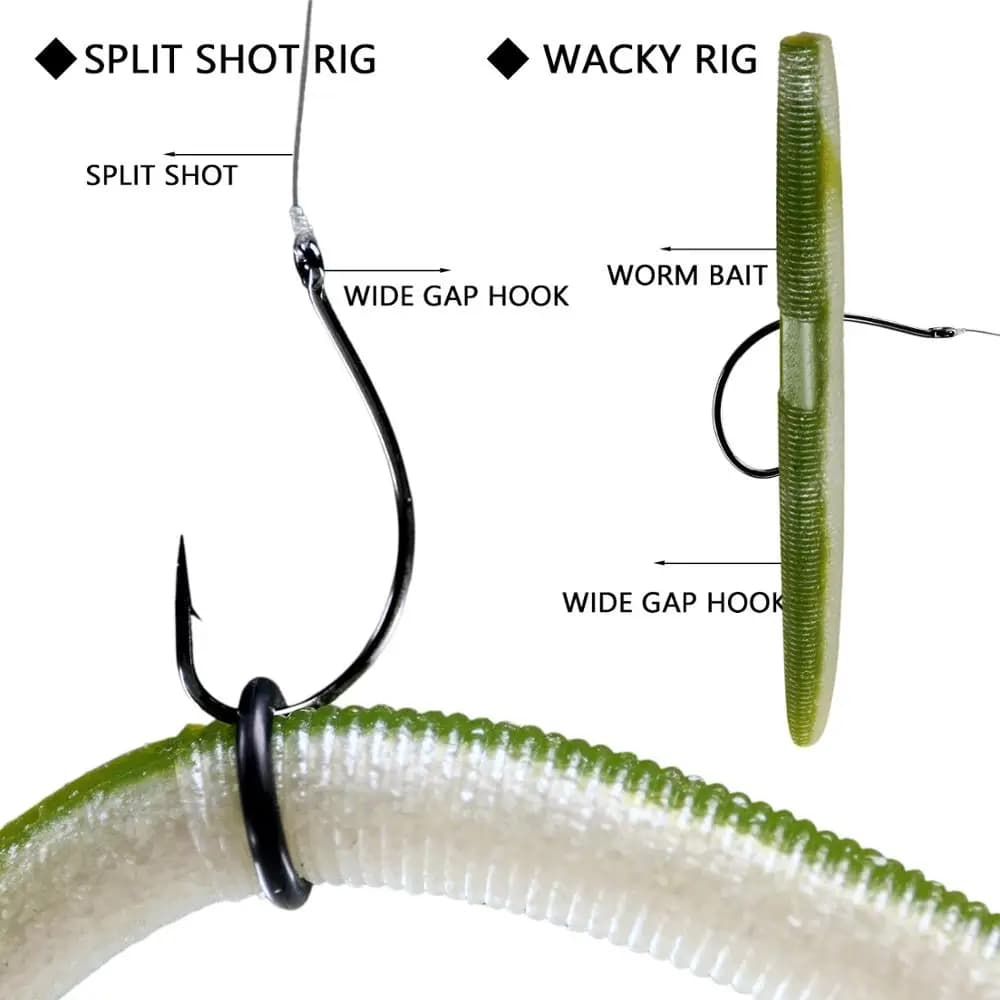 20 hameçons drop shot #3 à #2/0 pour pêche verticale - hameçons offset wacky et crank worm