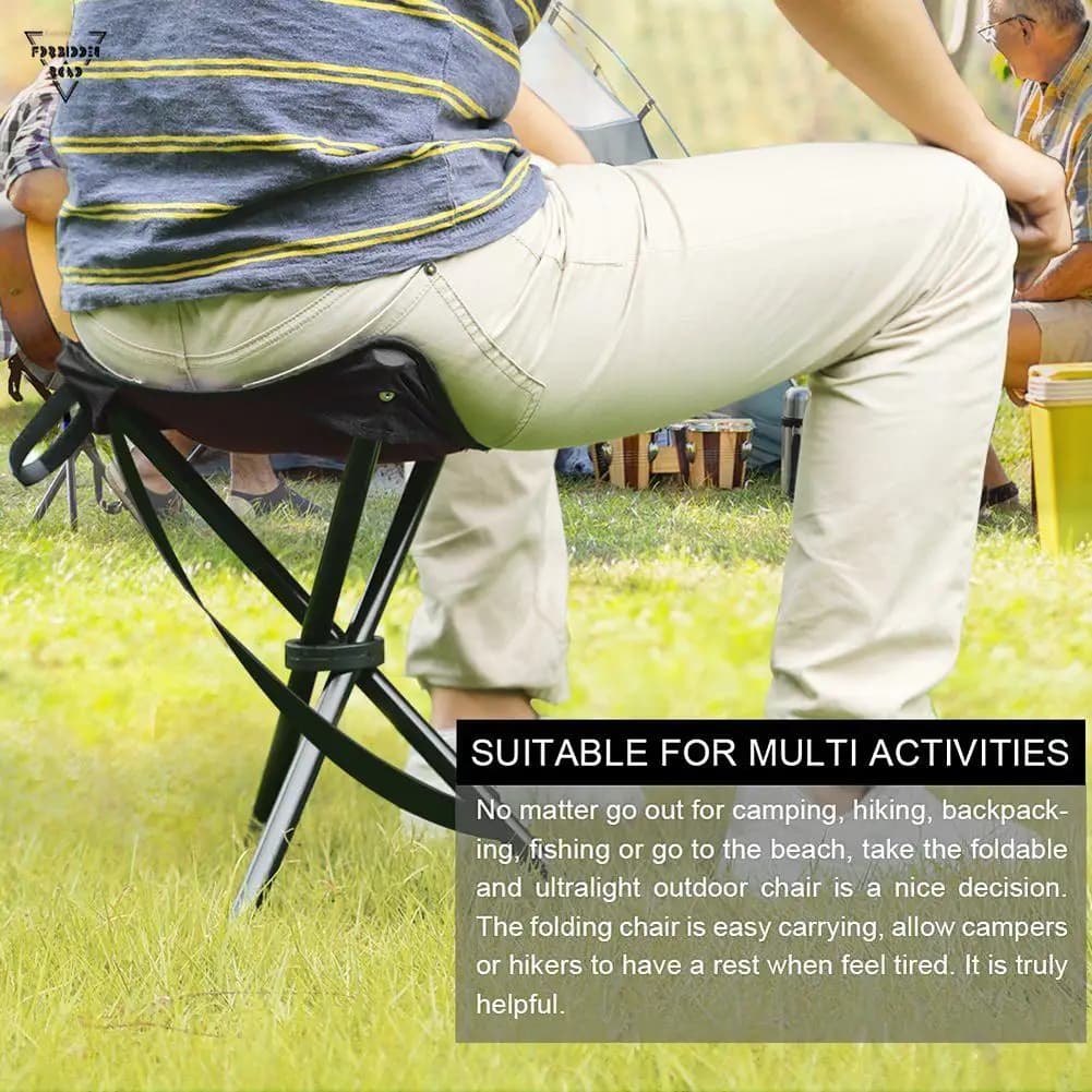 Tabouret pliable trépied portable avec étui pour camping, pêche, randonnée et chasse capacité 90kg