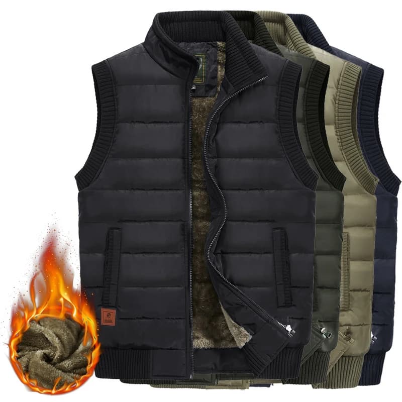 Veste polaire sans manches imperméable hiver 8XL - Gilet matelassé col montant coupe-vent homme
