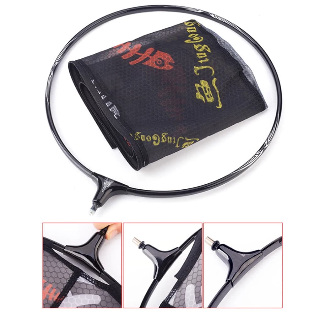 Épuisette pêche carbone anti-crochet ultra légère alliage titane solide profondeur accessoire outil