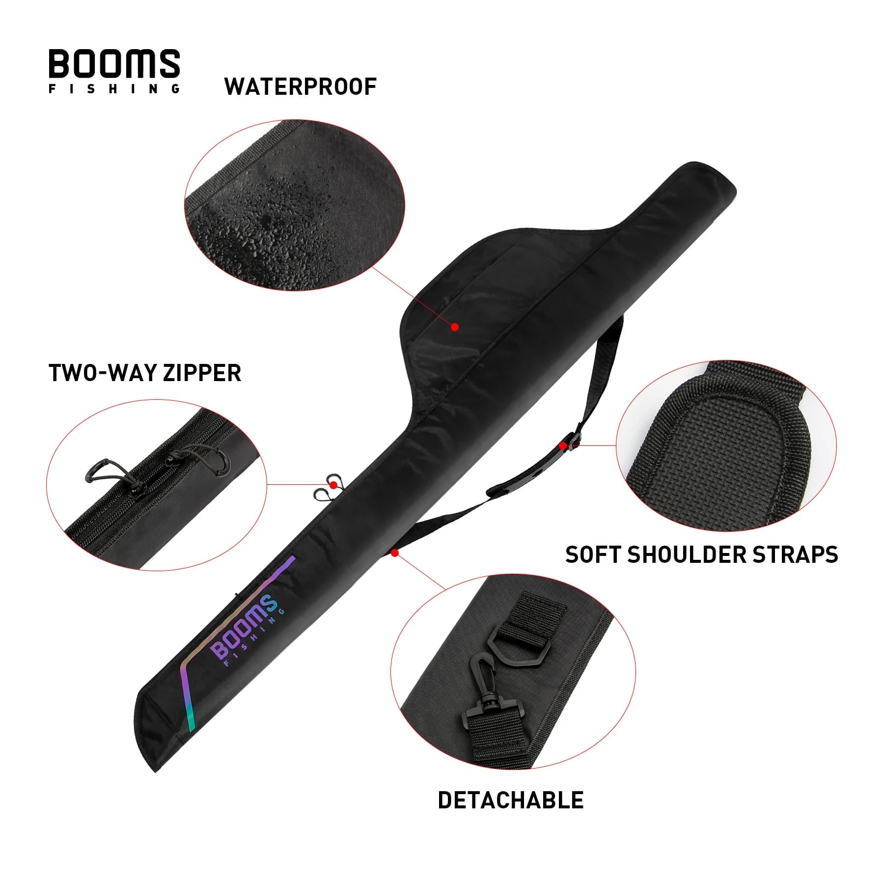 Sac pliable Booms Fishing PB3 pour cannes à pêche 130-215cm avec étui pour moulinets multi-tailles
