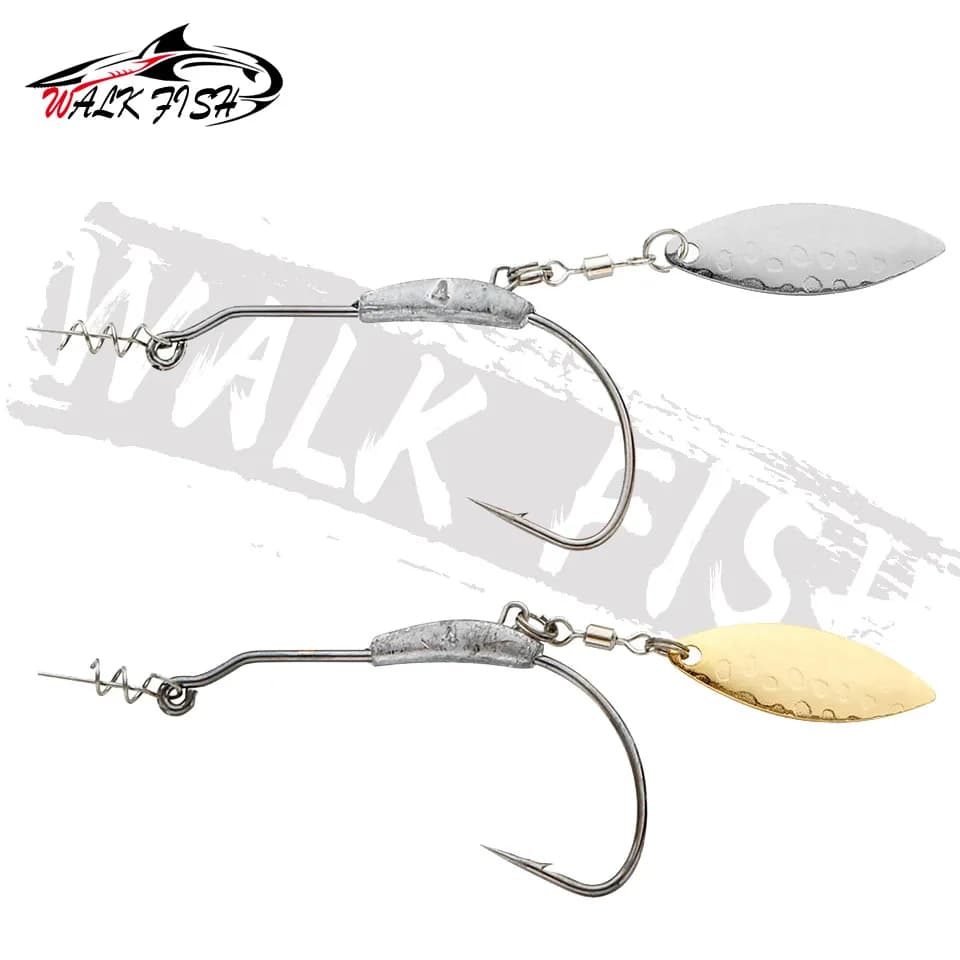 Hameçons crank WALK FISH 3 pièces 2g à 9g avec sequins - Cuillers métalliques avec système twist lock