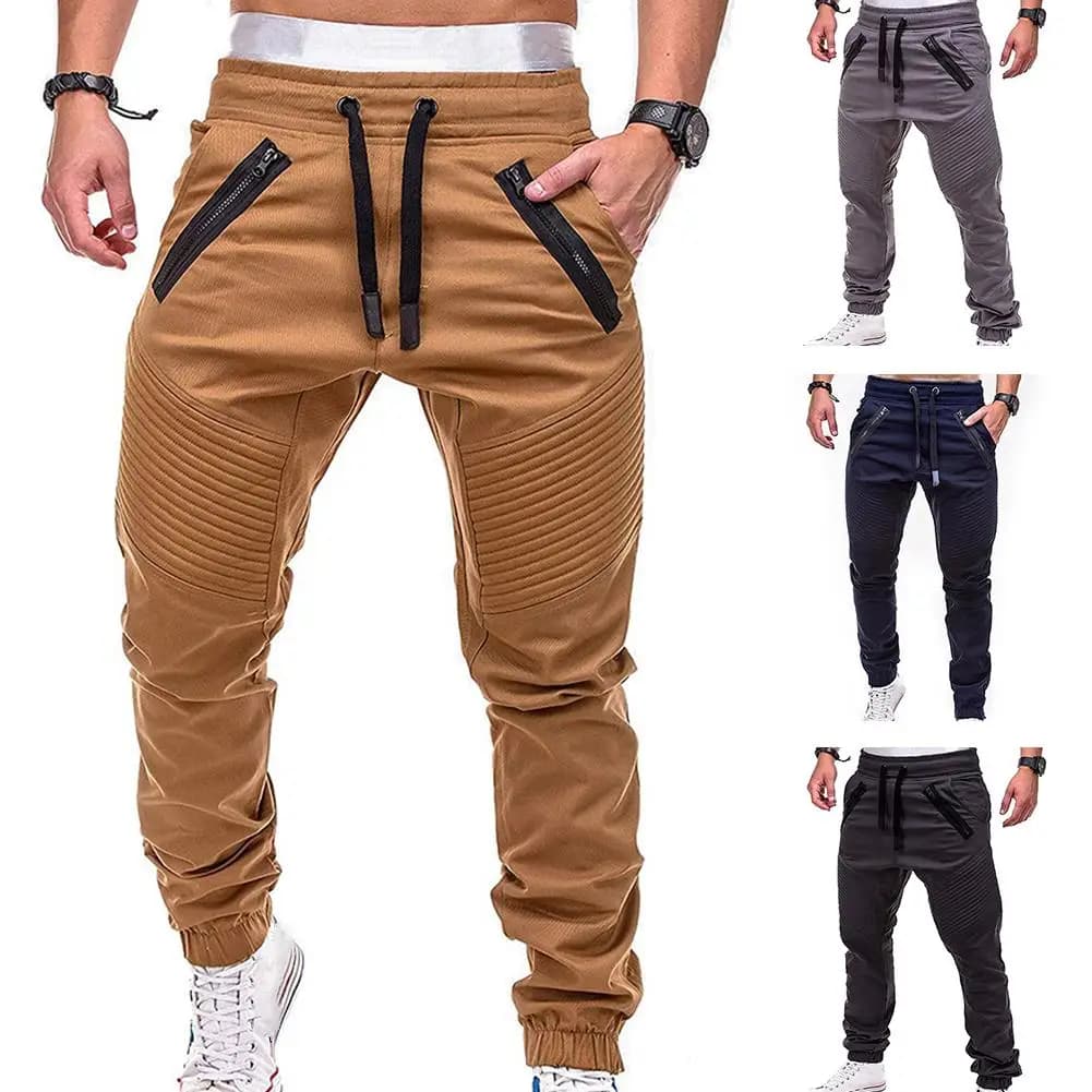 Pantalon de sport homme à lacets cheville et poches zippées - Nouvelle collection pêche confortable