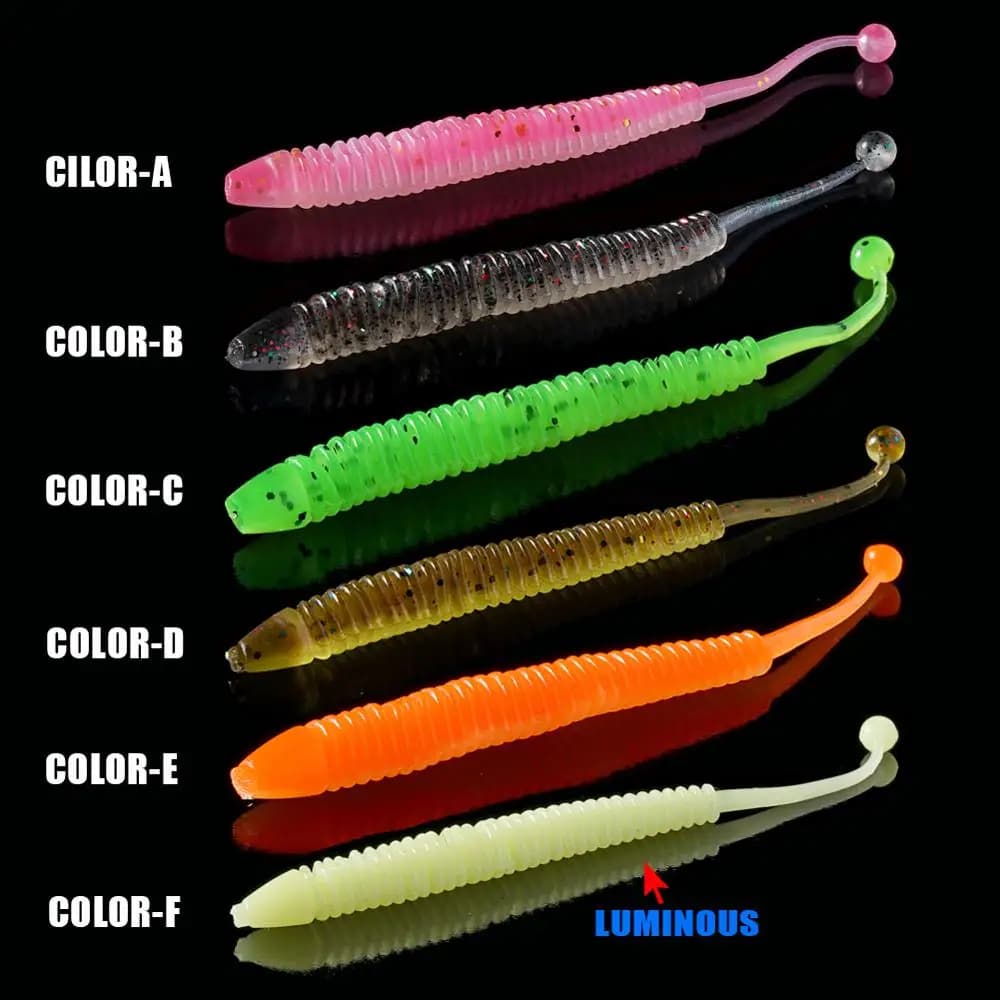 20 leurres souples SUNMILE odeur crevette - vers souples 5-8cm pour pêche du carnassier