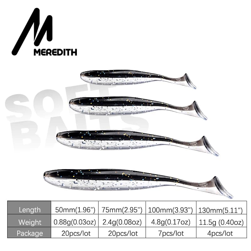 Leurres souples MEREDITH Easy Shiner 50-130mm shad double couleur pour bar et carnassiers