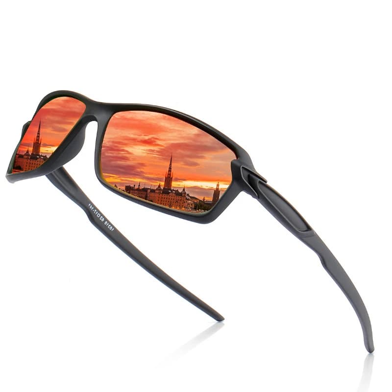 Lunettes de soleil polarisées carrées homme pour pêche sportive et conduite - UV400 protection totale