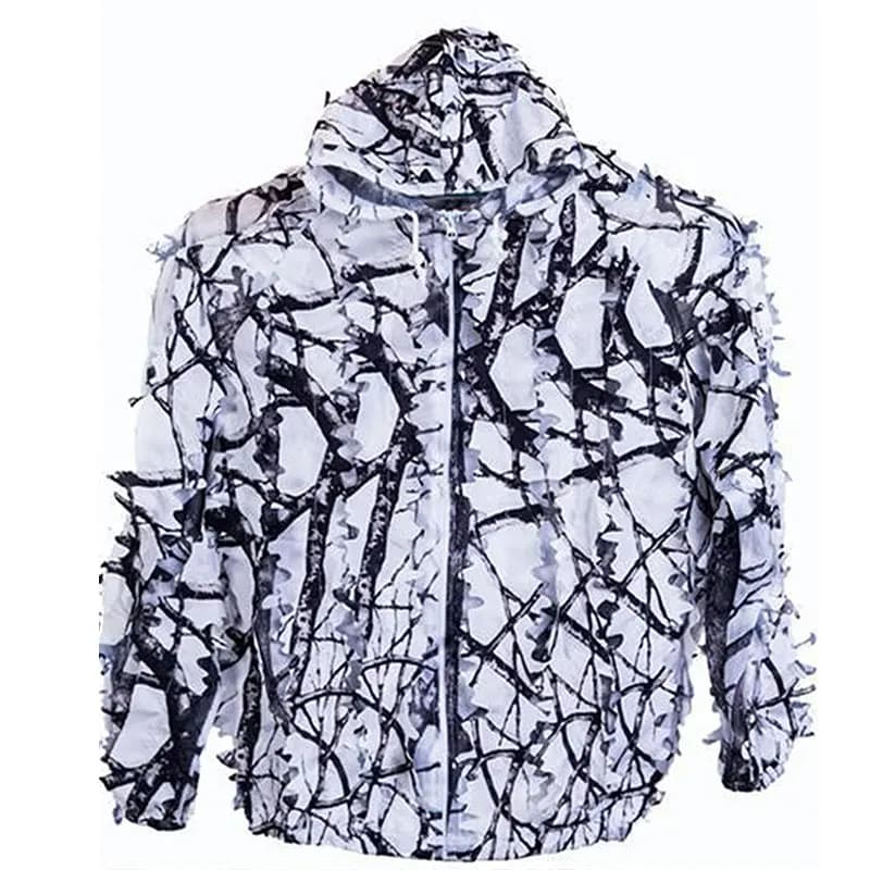 Combinaison ghillie neige érable 3D hiver - Tenue camouflage blanc pêche chasse observation