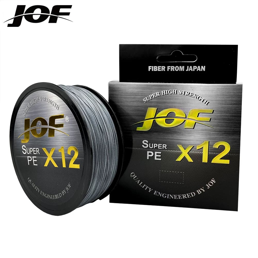 Ligne de pêche JOF multifilament 12 brins PE 300m, haute résistance à l'abrasion pour pêche sportive