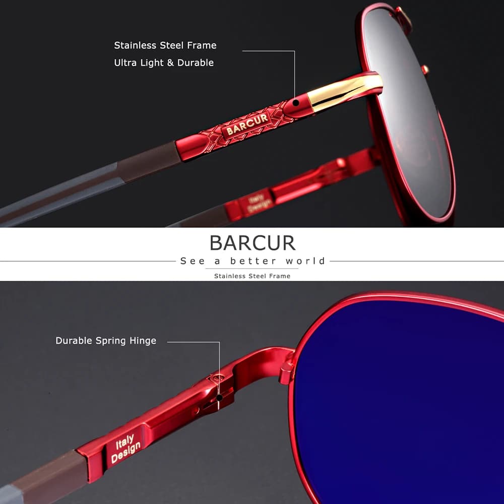 Lunettes aluminium vintage polarisées homme conduite pêche accessoires luxe montures classiques