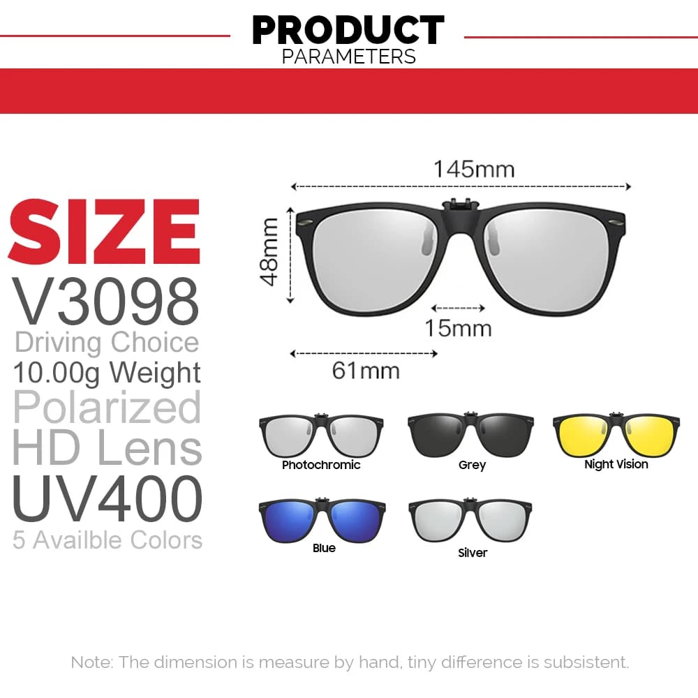 Lunettes de soleil polarisées photochromiques à clip rabattable pour conduite - Produit tendance 2026