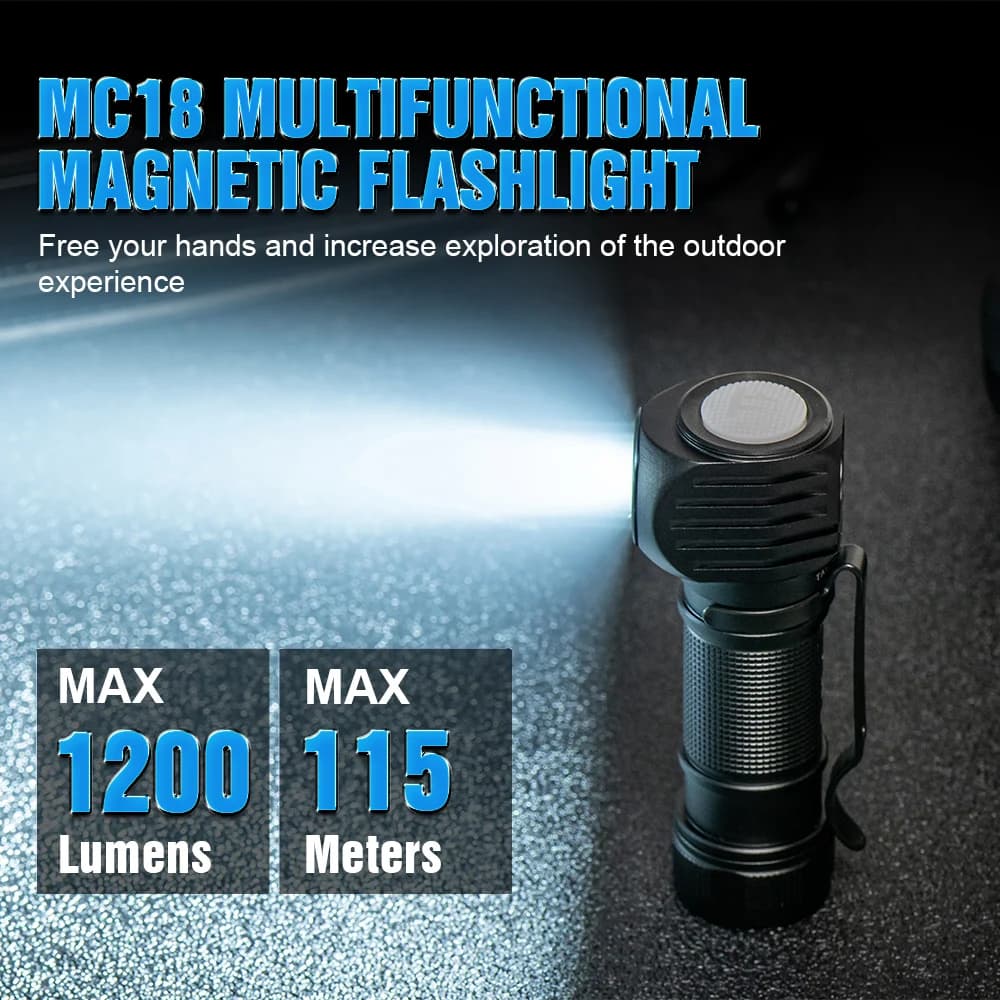 Lampe frontale Trustfire Mc18 LED XP-LHI 1200lm magnétique rechargeable pour pêche technique
