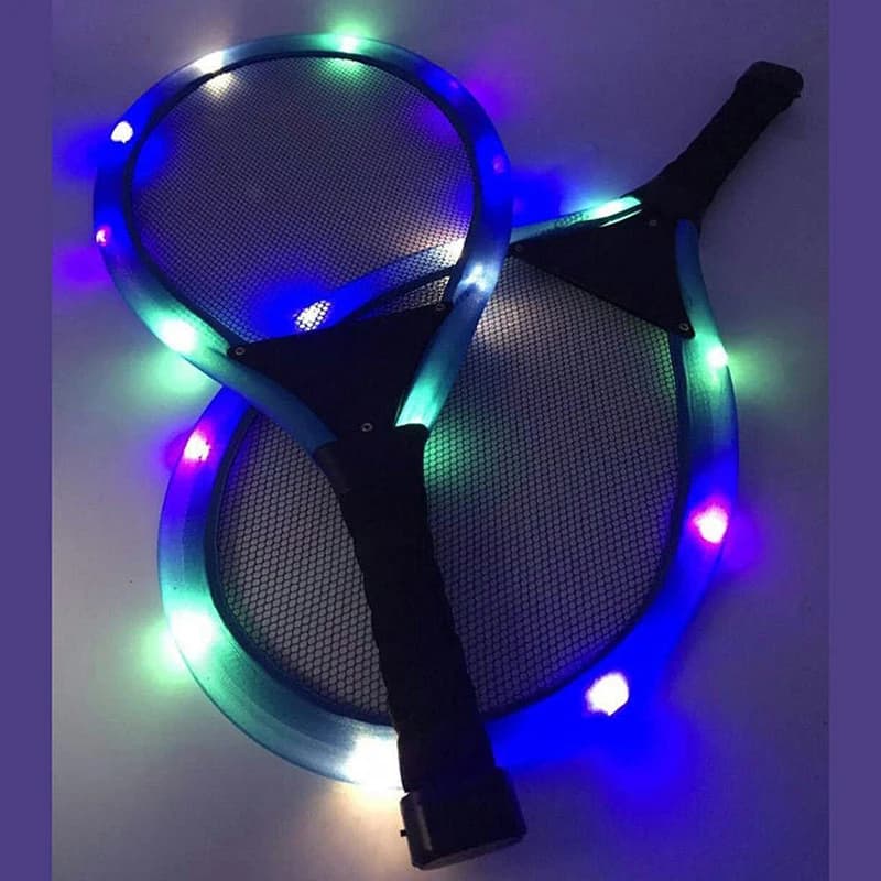 Set Raquette Badminton LED Lumière Nuit Famille Loisir Extérieur - Accessoire Pêche