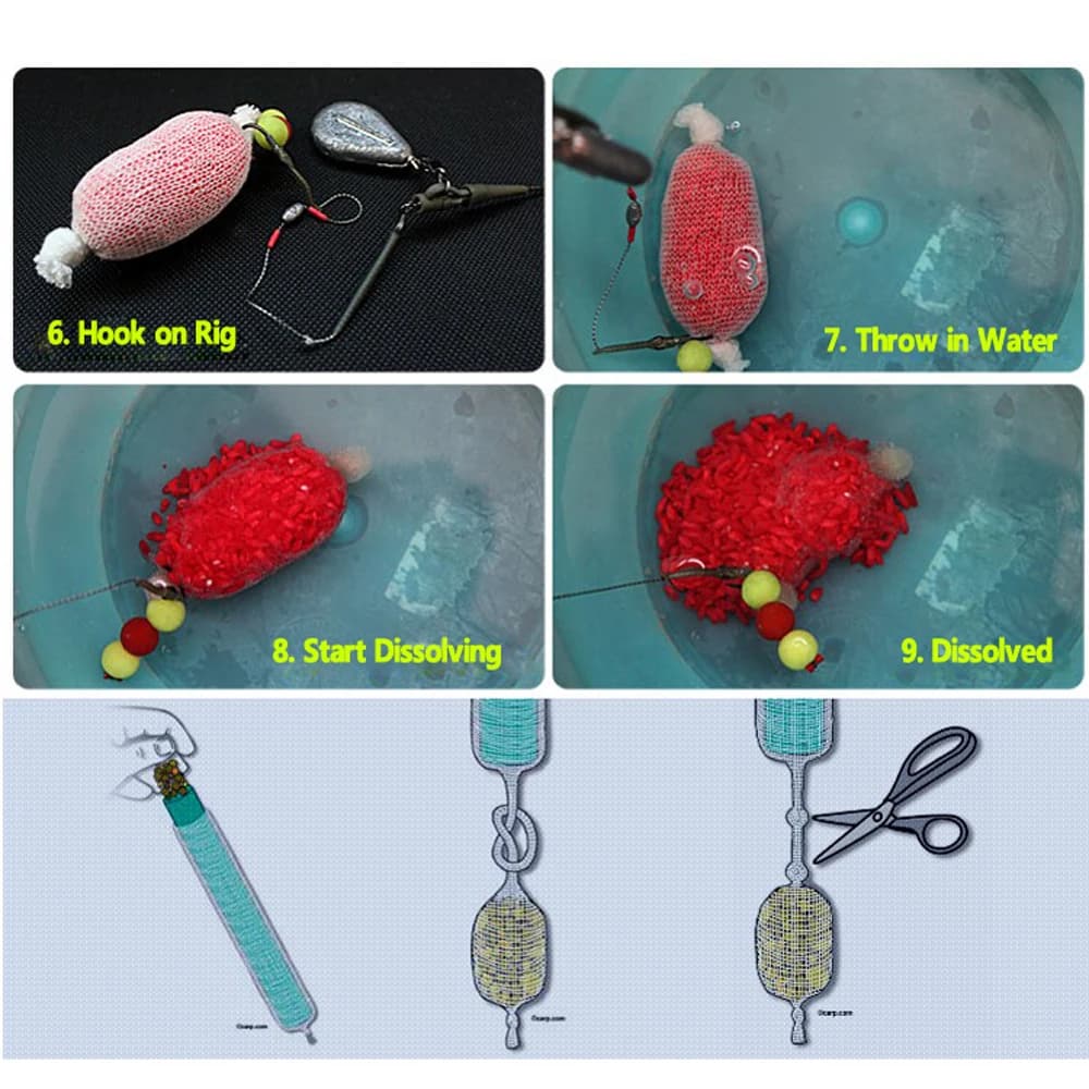 Filet PVA Soluble pour Amorces Carp Fishing - PVA Mesh Groundbait Feeder Bait Wrap Stocking