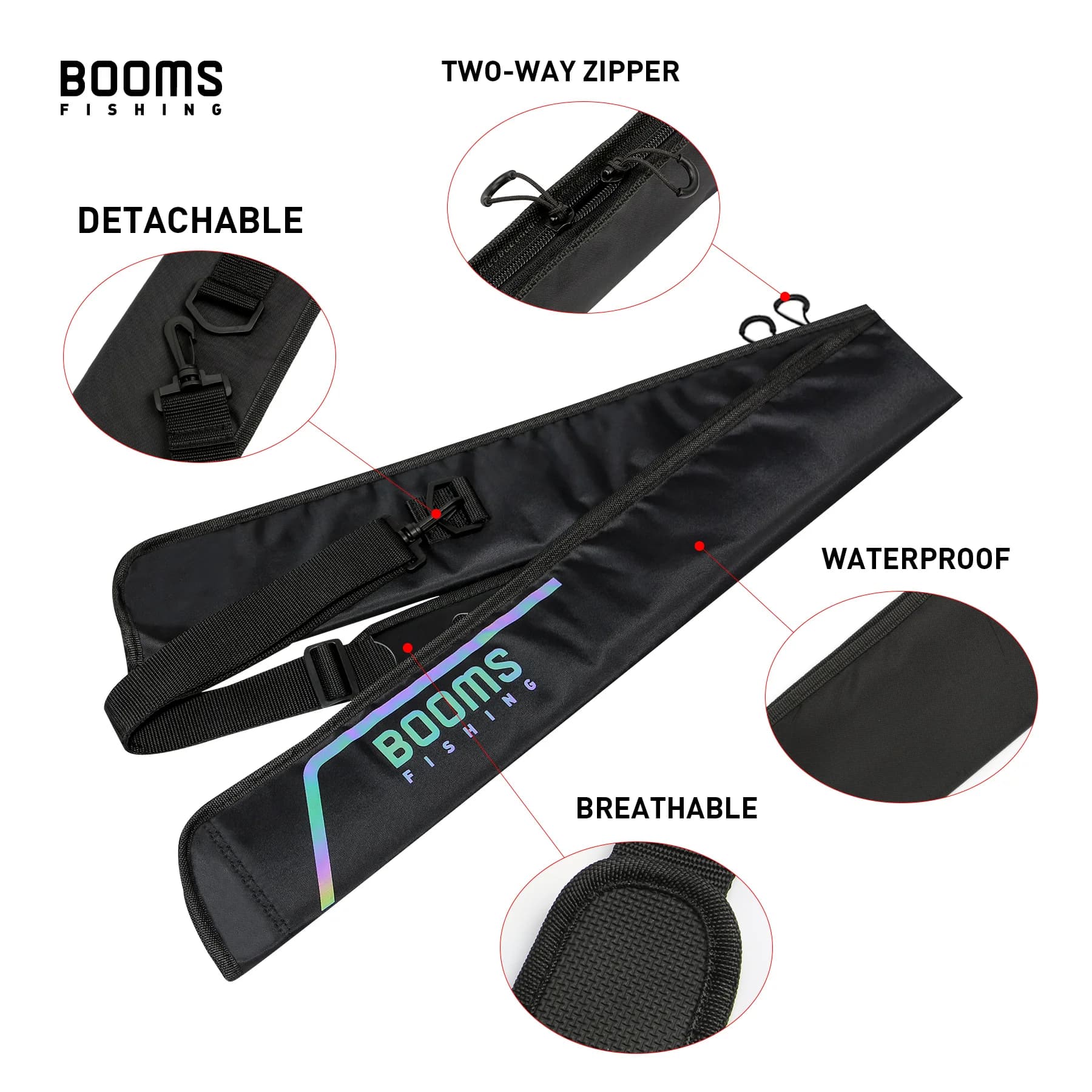 Sac pour canne à pêche Booms Fishing PB3 pliable nylon - Étui ajustable de 130 cm à 215 cm multi-tailles